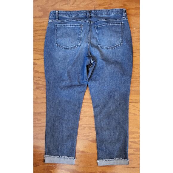 Lee Riders Ankle Jeans Women 18M Blue Relaxed Fit Stretch Frayed Cuffed - Picture 13 of 14